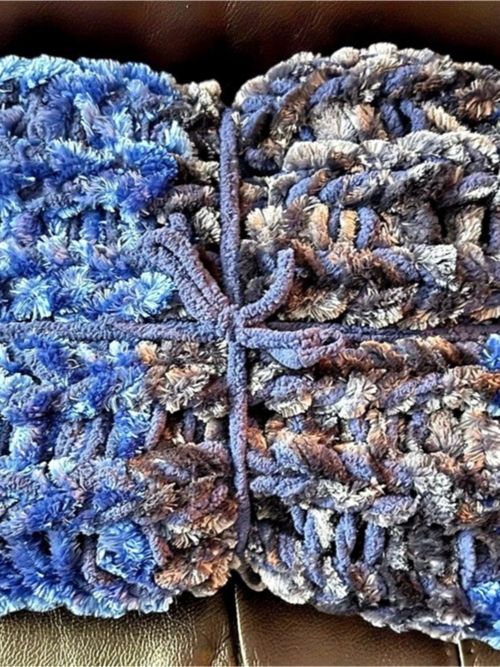 Handmade Textured Blue & Purple Throw